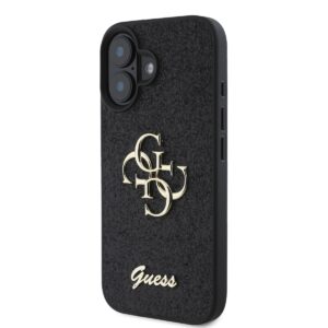 Guess PU Fixed Glitter 4G Metal Logo dėklas skirtas Apple iPhone 16 juodos spalvos - Image 2