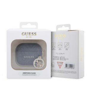 Guess 4G Script PC/PU Charm dėklas skirtas AirPods 3 juodos spalvos - Image 2