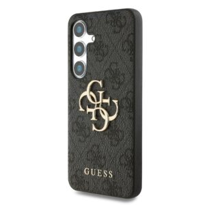 Guess PU 4G Metal Logo dėklas skirtas Samsung Galaxy S25 pilkos spalvos