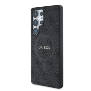 Guess PU Leather 4G Colored Ring MagSafe dėklas skirtas Samsung Galaxy S25 Ultra juodos spalvos