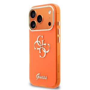 Guess IML 4G Script Metal Logo dėklas skirtas Apple iPhone 17 Pro Max Orange