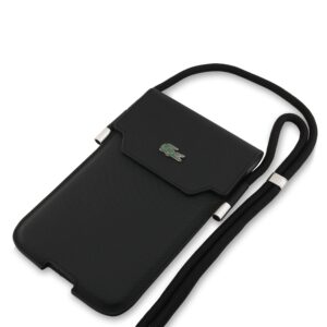 Lacoste PVC Iconic Petit Pique Metal Logo Phone Pouch XL juodos spalvos - Image 2