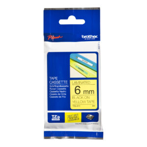 Brother | TZe-611 Laminated Tape | Black on Yellow | TZe | 8 m | 6 cm