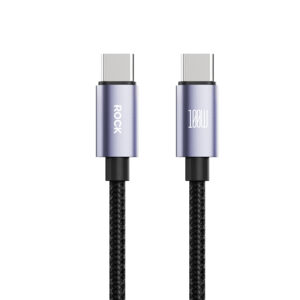 Rock Cable Deep Indigo Series braided - Type C to Type C - PD 100W 1,2 metres juodos spalvos