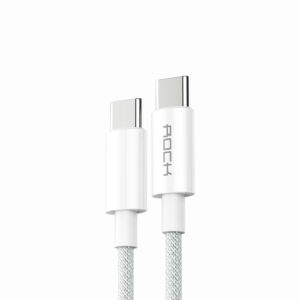 Rock Cable R6 - Type C to Type C - PD 100W 5A 2 metres baltos spalvos