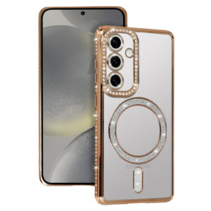 Bling Magsafe dėklas skirtas Samsung Galaxy A36 5G aukso spalvos