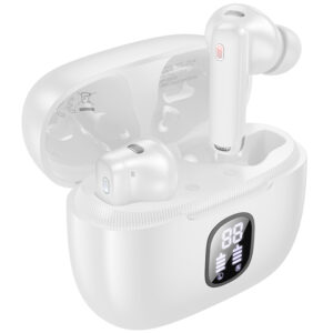 Borofone TWS Bluetooth ausinės FQ7 Treasure ANC+ENC baltos spalvos