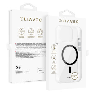 Liavec Glossy Magsafe Clear dėklas do Iphone 16 Pro Max juodos spalvos