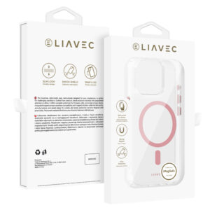 Liavec Glossy Magsafe Clear dėklas do Iphone 16 Pro Max różowy