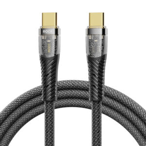 Rock Cable Z21 Transparency Series braided - Type C to Type C - PD 100W 6A 1,2 metres juodos spalvos