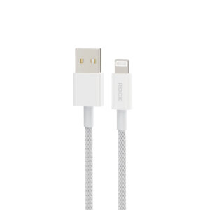 Rock Cable Z20 Flash Charge Series braided - USB to Lightning - 2,4A 1 metre baltos spalvos