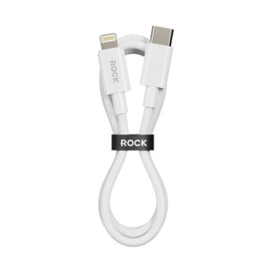 Rock Cable P8 Basic Series - Type C to Lightning - PD 27W 3A 1 metre baltos spalvos