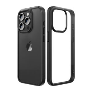 Rock Guard Series Magnetic dėklas skirtas Apple iPhone 15 skaidrus-juodos spalvos