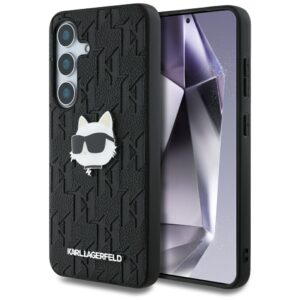 Original Pouch KARL LAGERFELD Leather Monogram Pin Logo Choupette Head skirtas Samsung Galaxy S25 juodos spalvos