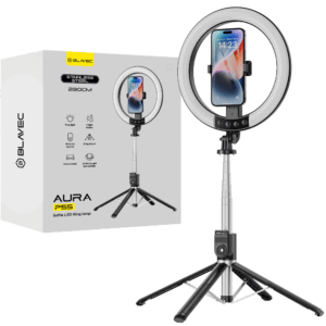 Blavec Selfie Ring lamp Aura LED Ring P-55 25cm tripod + remote control + 2,3 metres (RLP55-TRB23) juodos spalvos - Image 1