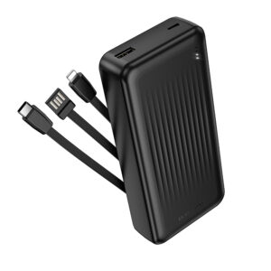Borofone Power Bank 20000mAh BJ79A Clever - USB -  with Type C and Lightning cables juodos spalvos