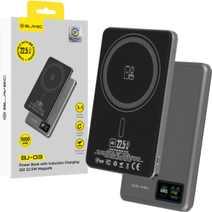 Blavec Power Bank 5000mAh BJ-03 Ultra Slim 7,8mm - Type C - 22,5W magnetic Magsafe 3 in 1 (PBBJ03-MC5G) pillows spalvos aluminum - Image 1