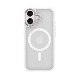 Benks Magnetic Mist dėklas Metal Frame (0067) skirtas Apple iPhone 17 baltos spalvos (Camera Control Button)