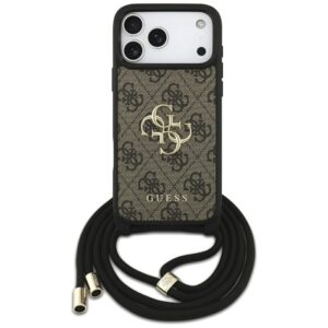 Original dėklas GUESS 4G Big Logo Cord Stap Crossbody skirtas Apple iPhone 17 Pro Max rudos spalvos