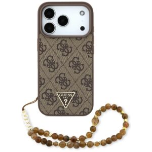 Original dėklas GUESS 4G Strap Triangle Logo MagSafe skirtas Apple iPhone 17 Pro rudos spalvos