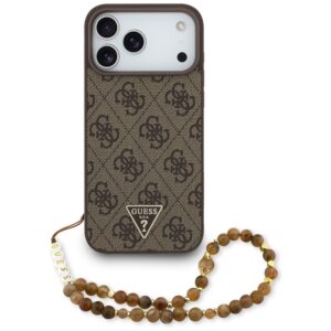 Original dėklas GUESS 4G Strap Triangle Logo MagSafe skirtas Apple iPhone 17 Pro Max rudos spalvos
