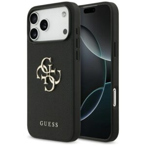 Original dėklas GUESS Grained Big 4G & Classic Logo skirtas Apple iPhone 17 Pro Max juodos spalvos