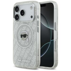 Original Pouch KARL LAGERFELD IML Karl Head Logo MagSafe skirtas Apple iPhone 17 Pro pilkos spalvos