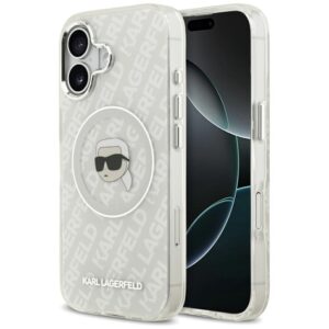 Original Pouch KARL LAGERFELD IML Karl Head Logo MagSafe skirtas Apple iPhone 17 pilkos spalvos