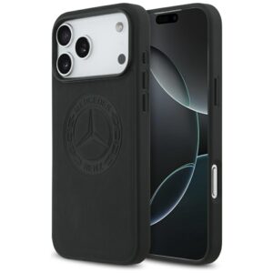 Original dėklas MERCEDES Leather Vintage Logo MagSafe skirtas Apple iPhone 17 Pro Max juodos spalvos