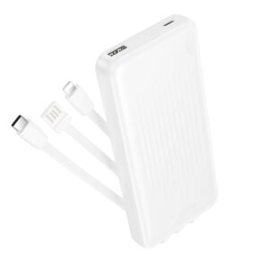 Borofone Power Bank 10000mAh BJ79 Clever - USB - with Type C and Lightning cables baltos spalvos