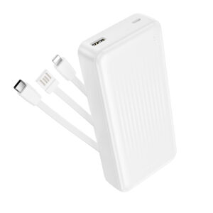 Borofone Power Bank 20000mAh BJ79A Clever - USB -  with Type C and Lightning cables baltos spalvos