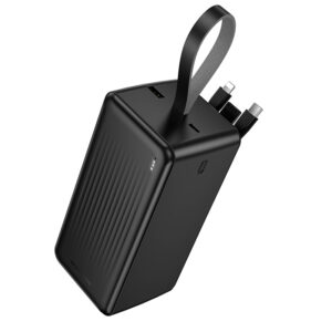Borofone Power Bank 50000mAh BJ79C Clever - USB - with USB, Type C and Lightning cables juodos spalvos