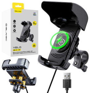 Blavec phone holder BVC-01 Velo to handlebar with induction charging and shock absorbtion (BVC01-ICSAHB) juodos spalvos