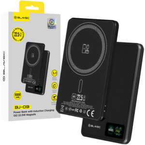 Blavec Power Bank 5000mAh BJ-03 Ultra Slim 7,8mm - Type C - 22,5W magnetic Magsafe 3 in 1 (PBBJ03-MC5B) juodos spalvos aluminum