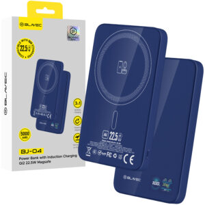 Blavec Power Bank 5000mAh BJ-04 Ultra Slim 7,8mm - Type C - 22,5W magnetic Magsafe 3 in 1 (PBBJ04-MC5N) navy glass