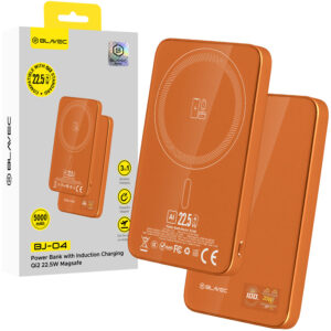 Blavec Power Bank 5000mAh BJ-04 Ultra Slim 7,8mm - Type C - 22,5W magnetic Magsafe 3 in 1 (PBBJ04-MC5O) orange glass