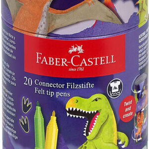Flomasteriai Faber-Castell Connector Dinosaurus, 20 spalvų
