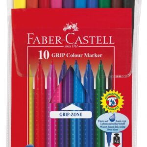 Flomasteriai Faber-Castell GRIP, 10 spalvų
