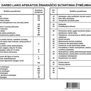 Darbo laiko apskaitos žiniaraštis, A5  D, 10 lapų - Image 2