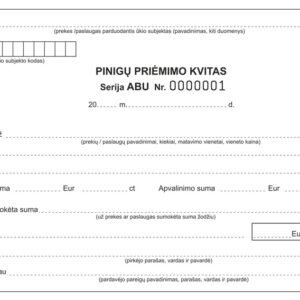 Pinigų priėmimo kvitai su numeracija, A5, SC, 50 komplektų