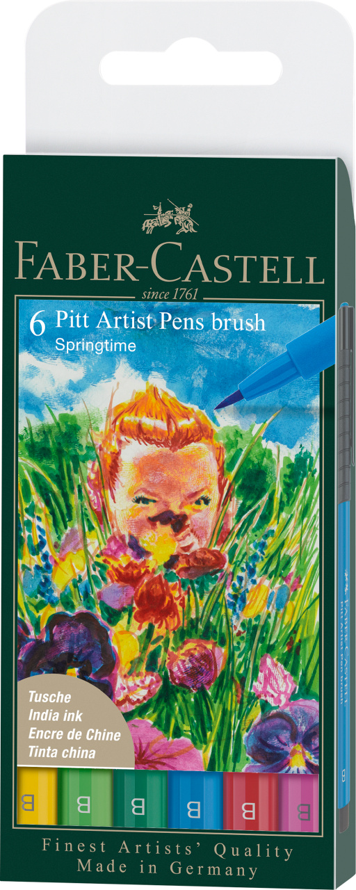 167177_Pitt Artist Pen Brush India ink pen, wallet of 6, Springtime