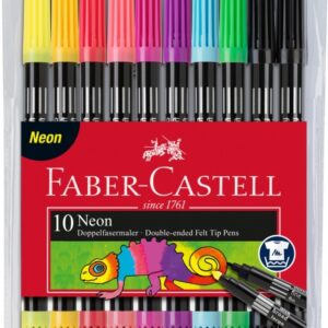 Flomasteriai Faber-Castell, dvipusiai, 10 neoninių spalvų