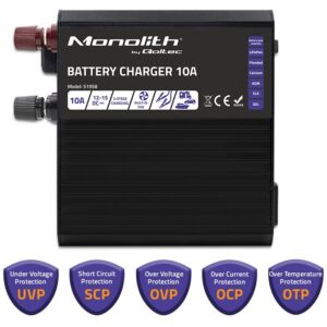 Qoltec 51958 Smart Monolith įkroviklis LiFePO4 AGM GEL SLA akumuliatoriams | 10A | 12V - Image 2