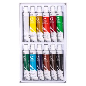 Akriliniai dažai DELI, 12 spalvų, 12ml tūbelėse - Image 5