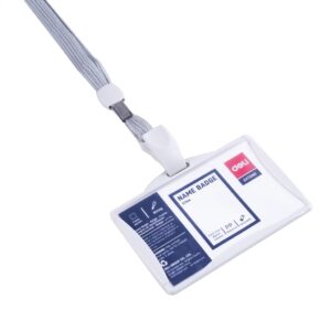 Dėklas magnetinei kortelei, DELI 85x53mm, pilkos spalvos kaklajuostė - Image 2