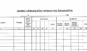 Darbo užmokesčio apskaitos žiniaraštis