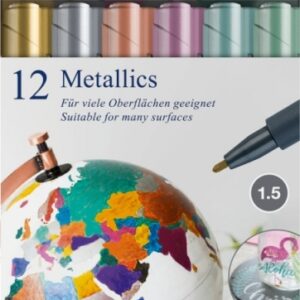 Žymeklių rinkinys Faber-Castell metallics, 12 spalvų