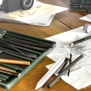 Medžio anglies pieštukas Faber-Castell Pitt, juodos spalvos - Image 4