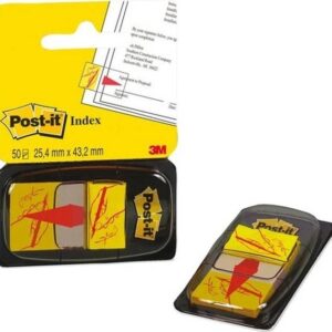 Plastikiniai žymekliai Post-it ´Parašas čia´, 25x43mm, 50vnt., geltonos spalvos, blisteryje