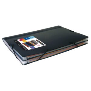 Dėklas dokumentams Viquel Rainbow, A4, 18 skyrelių, su gumelėmis, plastikinis, juodos spalvos - Image 2